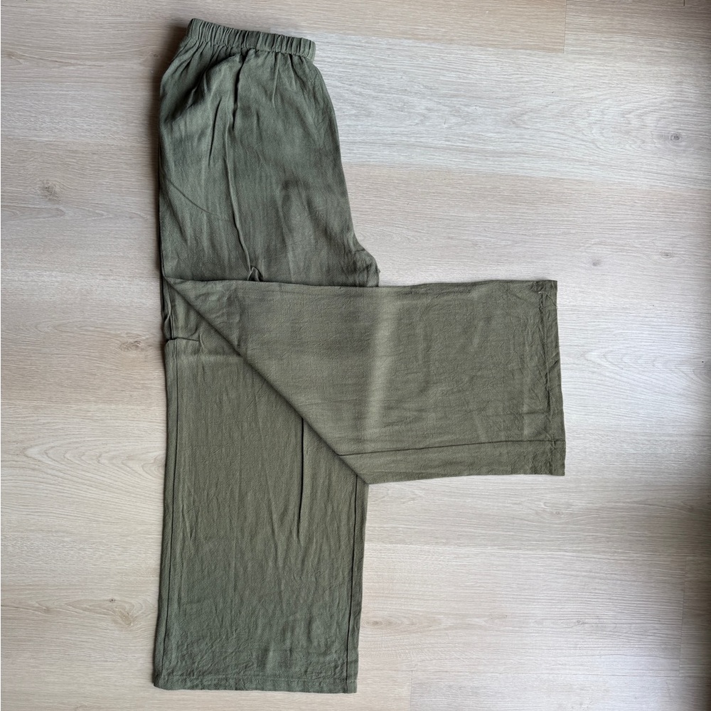 Zara Olive Green Linen Pants